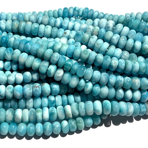 High Quality Natural Genuine Dominican Blue Larimar Loose Gemstone Rondelle Jewelry Necklace BraceletBeads 08575