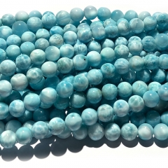 High Quality Dominican Natural Genuine Blue Larimar Round Jewellery Loose Necklace or bracelet Beads 6-14mm 15.5" 08574
