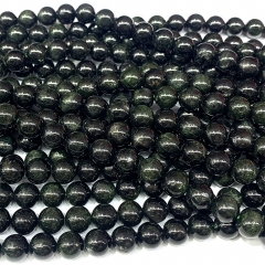 15.5" Natural Genuine Dark Green Starlight Black Diopside  Round Jewellery Loose Ball Round Beads 6-10mm  08579