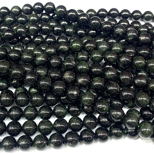 15.5" Natural Genuine Dark Green Starlight Black Diopside  Round Jewellery Loose Ball Round Beads 6-10mm  08579