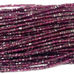 15.5 " Veemake Natural Stone Genuine Gemstone Clear Purple Garnet Almandite Pyralmandit Edge Cube Faceted Small Jewelry Necklaces Bracelets Loose Smal
