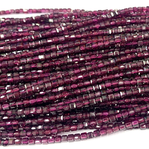 15.5 " Veemake Natural Stone Genuine Gemstone Clear Purple Garnet Almandite Pyralmandit Edge Cube Faceted Small Jewelry Necklaces Bracelets Loose Smal