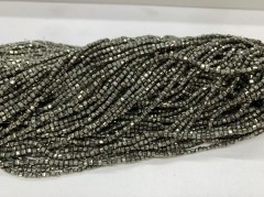 15.5 " Veemake Natural Stone Genuine Gemstone Pyrite Edge Cube Faceted Small Jewelry Necklaces Bracelets Loose Beads 08800
