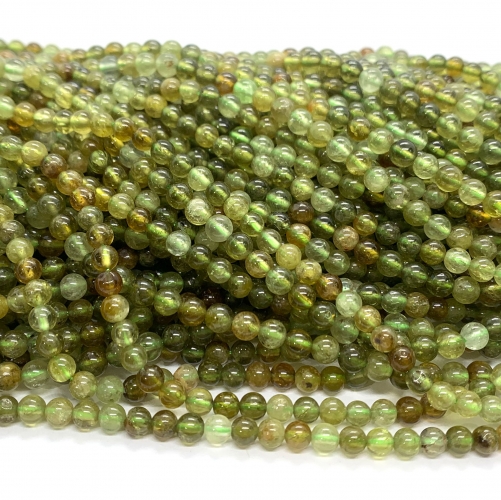 Discount Wholesale Natural Genuine Green Orange Garnet Tsavorite Round Loose Stone Beads 4mm Fit Jewelry 08601