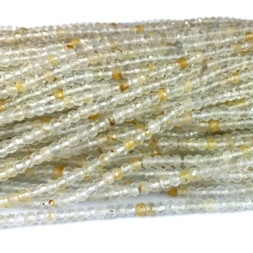 15.5 " Veemake Natural Genuine Clear Yellow Topaz Faceted Rondelle Bracelets Jewelry Loose beads 08602