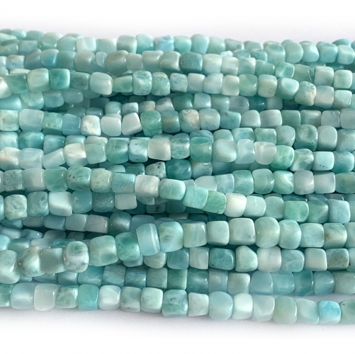High Good Quality Natural Genuine Blue Larimar Grand Nugget Free Form Fillet Irregular Pebble Cube Beads 08611