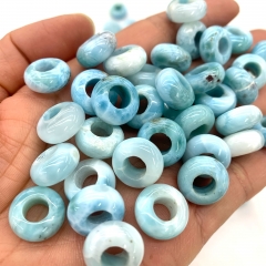 High Good Quality Natural Genuine Blue Larimar Annulus Circular Beads 08612-1