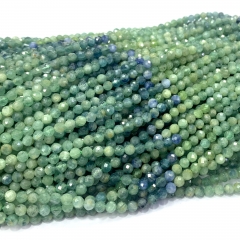 Veemake Natural Genuine Gemstones Green Blue Kyanite Round Faceted Small Making Necklaces Bracelets Jewelry Beads 08615
