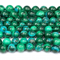 Natural Genuine Green Blue Chrysocolla Malachite Round Loose Small Jewelry Gemstones Necklace Bracelet Beads 08628