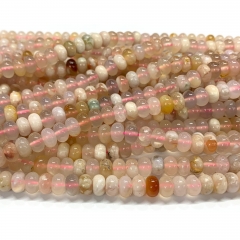 Natural Genuine Pink White Cherry Blossoms Agate  Loose Gemstone Stone Roundelle Beads Jewelry Design Necklace Bracelets 08624