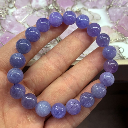 Veemake High Quality Natural Genuine Dark Purple Blue Tanzanite Bracelet Necklace Round Loose Beads 101403