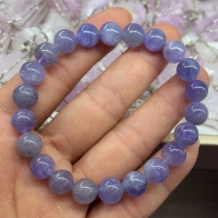 Veemake High Quality Natural Genuine Dark Purple Blue Tanzanite Bracelet Necklace Round Loose Beads 101402