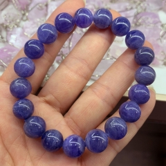 Veemake High Quality Natural Genuine Dark Purple Blue Tanzanite Bracelet Necklace Round Loose Beads 101400