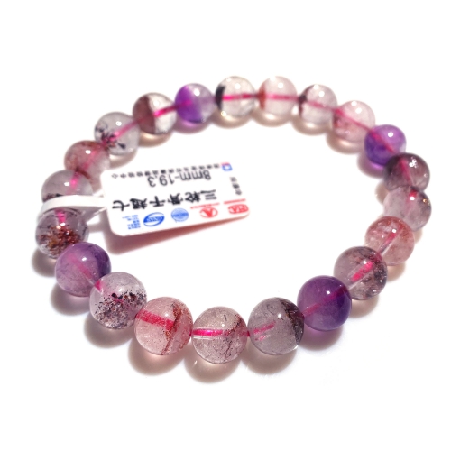 8mm Natural Genuine Purple Red Pink Super Seven Super 7 Rosite Muscovite スーパー7 Melody Stone Bracelet Bracelets Round Beads 101394
