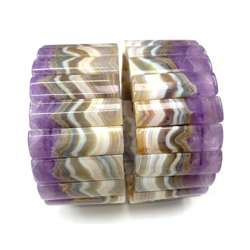 Natural Genuine Lace Amethyst Bracelet Bracelets Flat Rectangle beads 08630