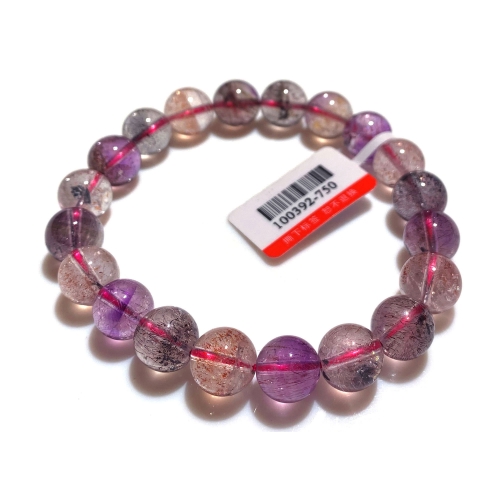 9.5mm Natural Genuine Purple Red Pink Super Seven Super 7 Rosite Muscovite スーパー7 Melody Stone Bracelet Bracelets Round Beads 100392