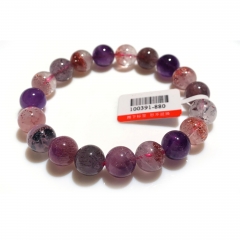10mm Natural Genuine Purple Red Pink Super Seven Super 7 Rosite Muscovite スーパー7 Melody Stone Bracelet Bracelets Round Beads 100391