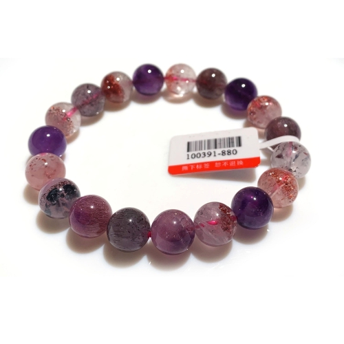 10mm Natural Genuine Purple Red Pink Super Seven Super 7 Rosite Muscovite スーパー7 Melody Stone Bracelet Bracelets Round Beads 100391