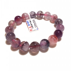 12.5mm Natural Genuine Purple Red Pink Super Seven Super 7 Rosite Muscovite スーパー7 Melody Stone Bracelet Bracelets Round Beads 101021