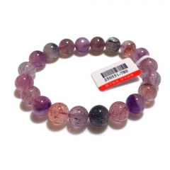 9.5mm Natural Genuine Purple Red Pink Super Seven Super 7 Rosite Muscovite スーパー7 Melody Stone Bracelet Bracelets Round Beads 250551