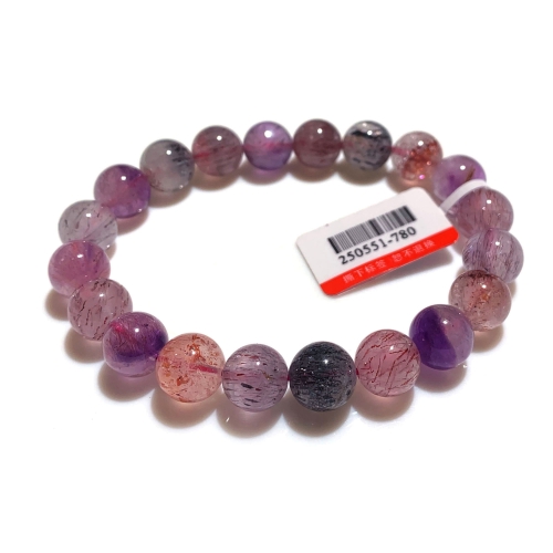 9.5mm Natural Genuine Purple Red Pink Super Seven Super 7 Rosite Muscovite スーパー7 Melody Stone Bracelet Bracelets Round Beads 250551