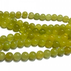 Wholesale Natural Genuine Yellow Olive Jade Necklaces Bracelets Round Loose Beads 08642-2