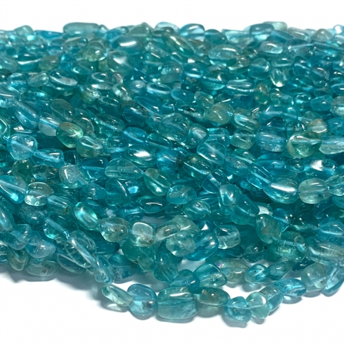 Natural Genuine Clear Blue Apatite Fluorapatiite Nugget Free Form Fillet Irregular Pebble Loose Beads 15.5“ 08631