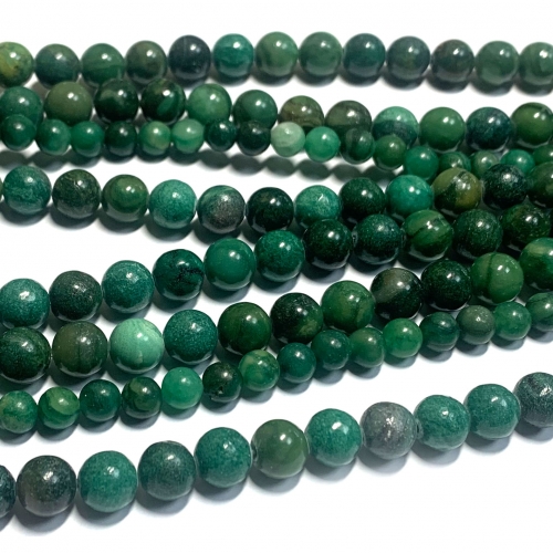 Natural Genuine South Africa Green Jade Round Jewellery Loose Ball Beads 15.5" 08638