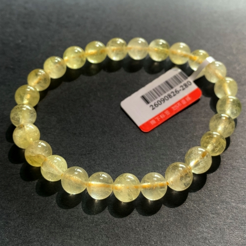 7.5mm Natural Genuine Yellow Danburite Danbury Bracelet Bracelets Round Beads 26090826