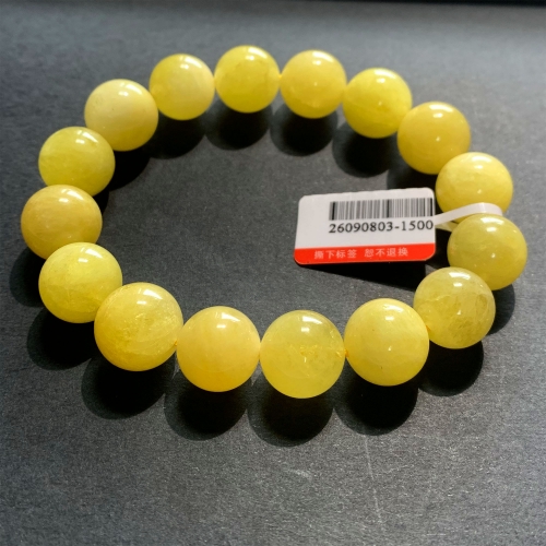 13.5mm Natural Genuine Yellow Danburite Danbury Bracelet Bracelets Round Beads 26090803
