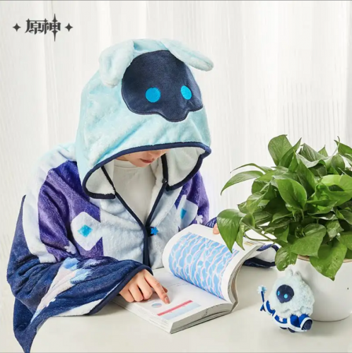 (In Stock) Genshin Impact Cryo Abyss Mage Hooded Plush Blanket