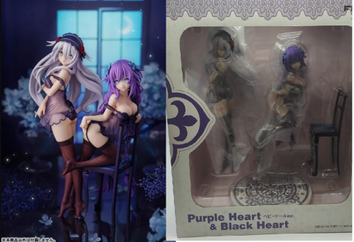 (In Stock Box damaged) Flare "Neptunia" Series Purple Heart & Black Heart Babydoll ver. Figure