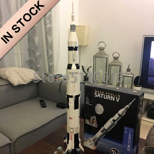 Ideas Apollo Saturn V Lunar Rocket 1969Pcs Moc Model Modular Building Blocks Bricks Toys 37003 80013 92176 180001 21309