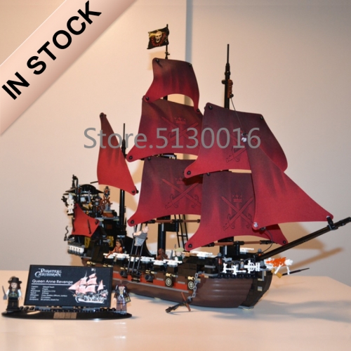 Pirates of the Caribbean Queen Anne's Reveage Ship 1097Pcs Moc Model Modular Building Blocks Bricks Toys 4195 39008 6001 19002 83009 16009