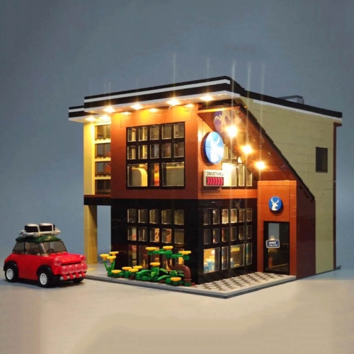 Creator Expert Street View SY5208 2446pcs Modern Cafe Luckin Coffee Moc Model Modular Building Blocks Bricks Toys With Light