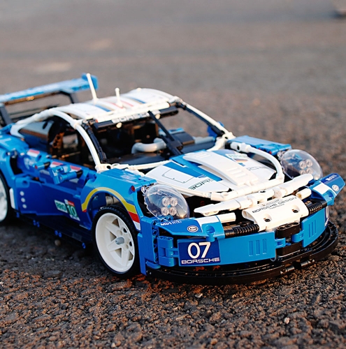 Technic Mini Blocks Blue Por-sche 911 RSR 1580Pcs Moc Model Modular Building Blocks Bricks Toys 0010 11171 13117 20097 13387 42096