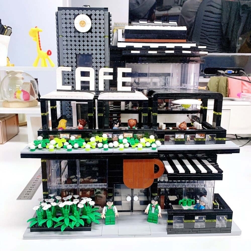 Creator Expert Street View Corner Coffee Shop 4314Pcs Moc Model Modular Building Blocks Bricks Toys 86007