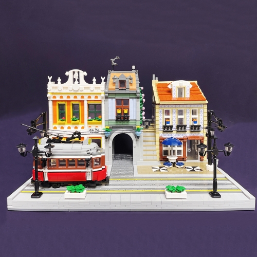 Jiestar Creator Expert Street View The Lisbon Tram Ori-ent Station 3111Pcs Moc Model Modular Building Blocks Bricks Toys 89132