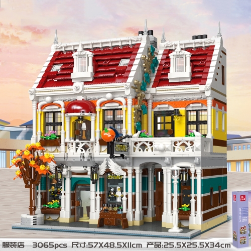 Jiestar Creator Expert Street View Clothing Store 3065Pcs Moc Model Modular Building Blocks Bricks Toys 89131