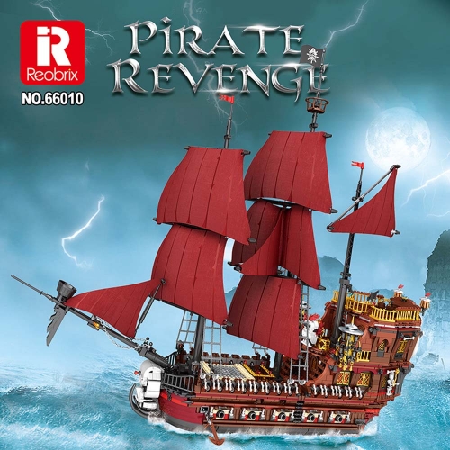 Rebrix Pirates of the Caribbean Revenge Ship 3066Pcs Moc Model Modular Building Blocks Bricks Toys 66010