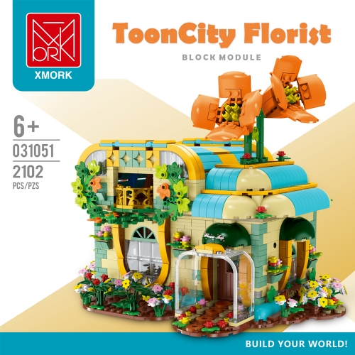 Morkmodel Creator Expert Street View Florist Flower Shop 2102Pcs Moc Model Modular Building Blocks Bricks Toys 031051