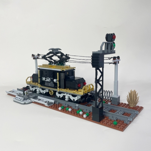 Jiestar Technic Crocodile Locomotive Train With Base 669Pcs Moc Model Modular Building Blocks Bricks Toys 59007