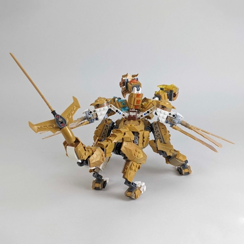 ZM Ninjago Lloyd's Golden Ultra Dragon 1061Pcs With 9 Figures Moc Model Modular Building Blocks Bricks Toys 71774 60011