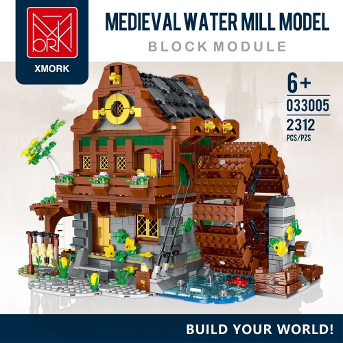 Xmork Creator Expert Street View Medieval Watermill 1515Pcs Moc Model Building Blocks Bricks Toys 033005