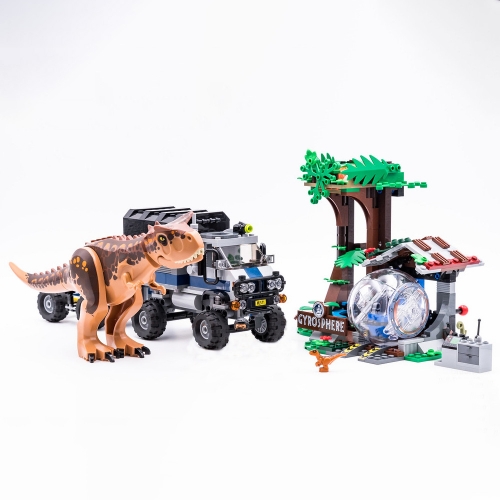 Jurassic Carnotaurus Gyrosphere Escape 595Pcs Moc Model Modular Building Blocks Bricks Toys 10926 75929