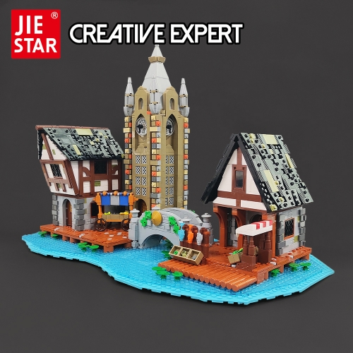 Jiestar Creator Expert Medieval Market 3335Pcs With Lights Moc Model Modualr Building Blocks Bricks Toys 89150