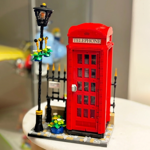 Ideas Classic Red London Telephone Box 1460Pcs Moc Model Modular Building Blocks Bricks Toys 21347 14607