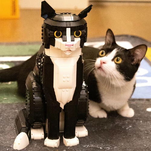 Ideas Cute Animal Model Tuxedo Cat Black And White 1710Pcs Moc Model Modular Building Blocks Bricks Toys 21349 98312