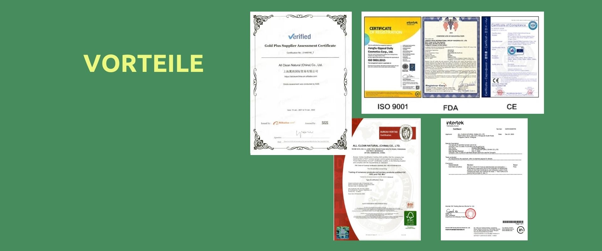 Zertifiziert von SGS.<br />
Mit Zertifizierungen nach <br />
ISO 9001, FDA, FSC, CE.
