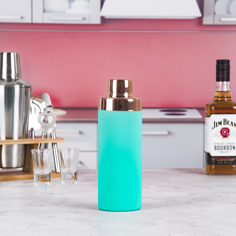 550ml Cylinder Golden Copper Plated Rubber Painting Cocktail Shaker by WingShung